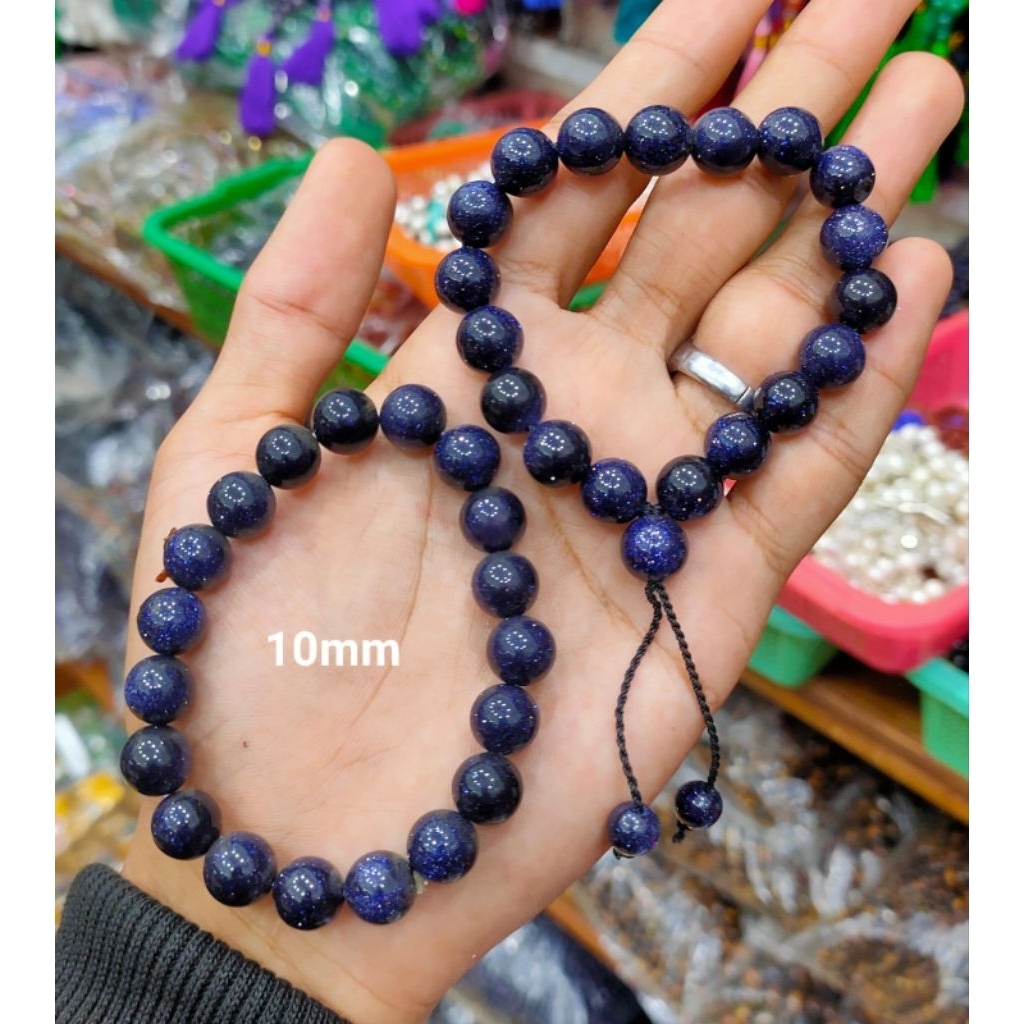 GROSIR Gelang Kesehatan Batu Pasir Mas Biru 10mm - Kwalitas terbaik Batu Pasir mas Biru Asli