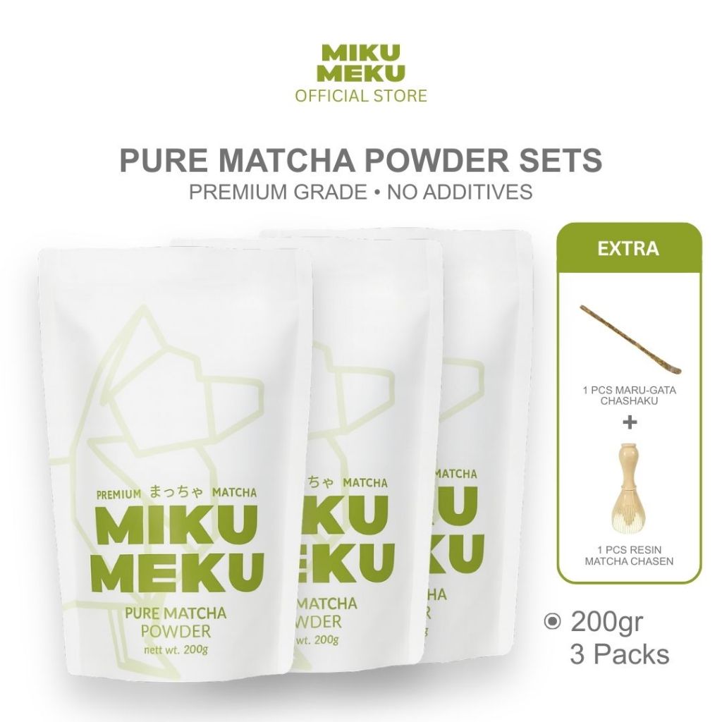 [Business Bundle] Premium Pure Matcha Powder 600gr bonus Matcha Set Kit Chasen dan Chasaku by  Miku 