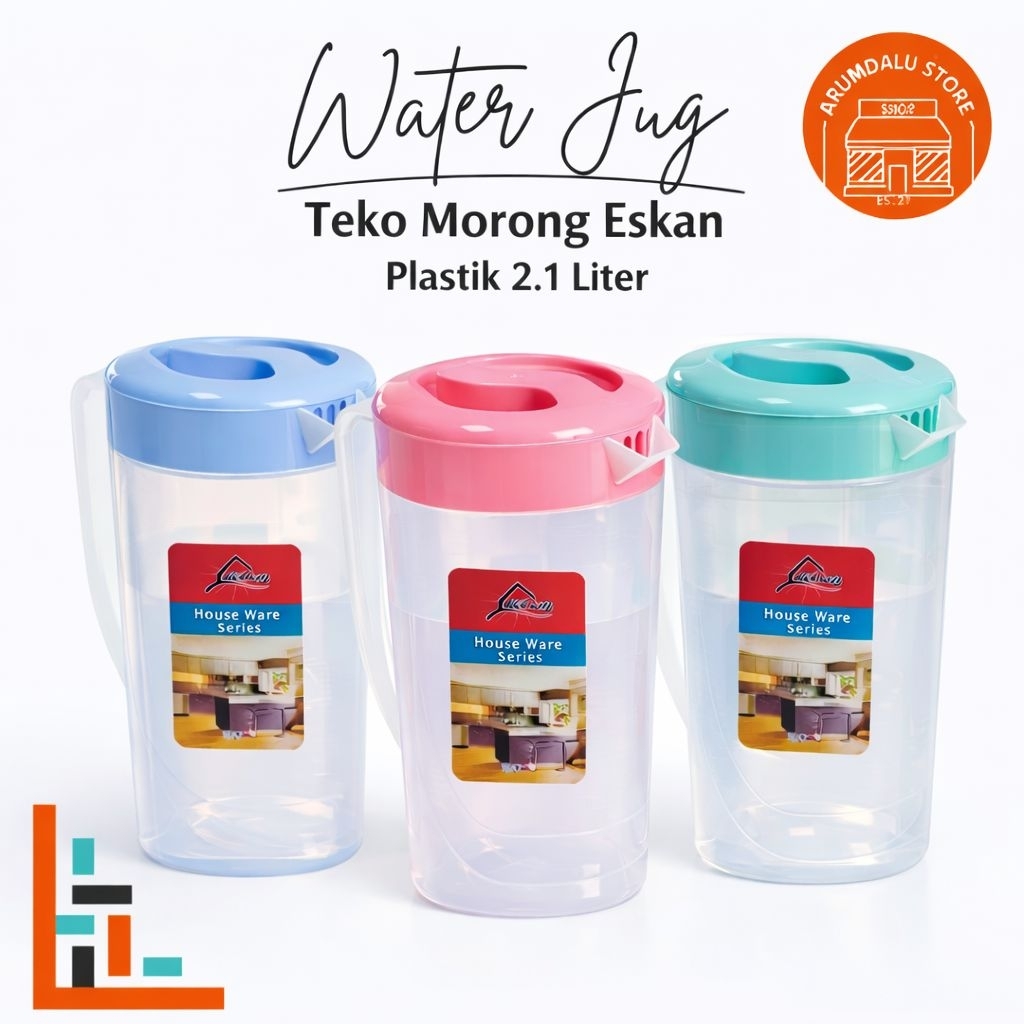 (BUBBLEWRAP) TEKO AIR MORONG PLASTIK WATER JUG TRANSPARAN 2.1 LITER
