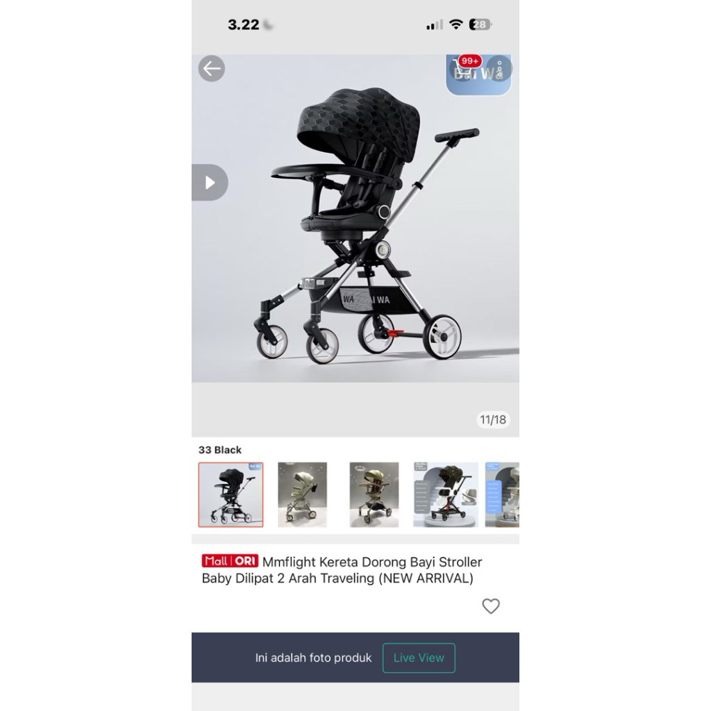 preloved stroller mmflight lipat 2 arah cabin size hitam