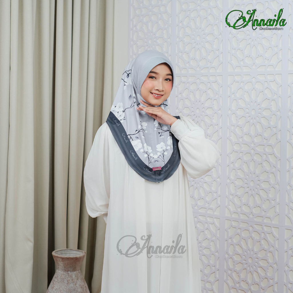 Hijab Bergo Jersey Printing Motif Bunga Jilbab Instan
