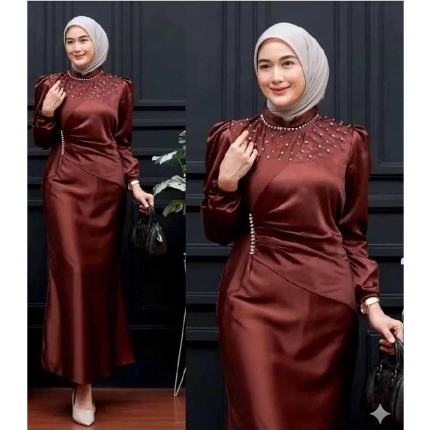 TERBARU Vina Dress Kondangan Viral | Dress Pesta Bridesmaid | Gamis Satin Model Duyung |  Gaun Konda