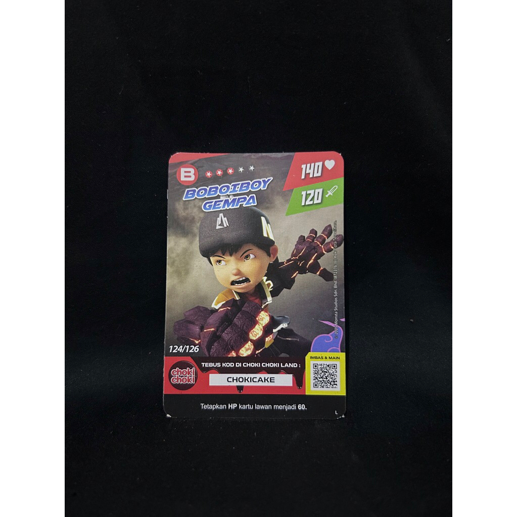 1(satu)pcs Kartu BOBOIBOY GEMPA 124/126 Kartu Boboiboy Choki-Choki