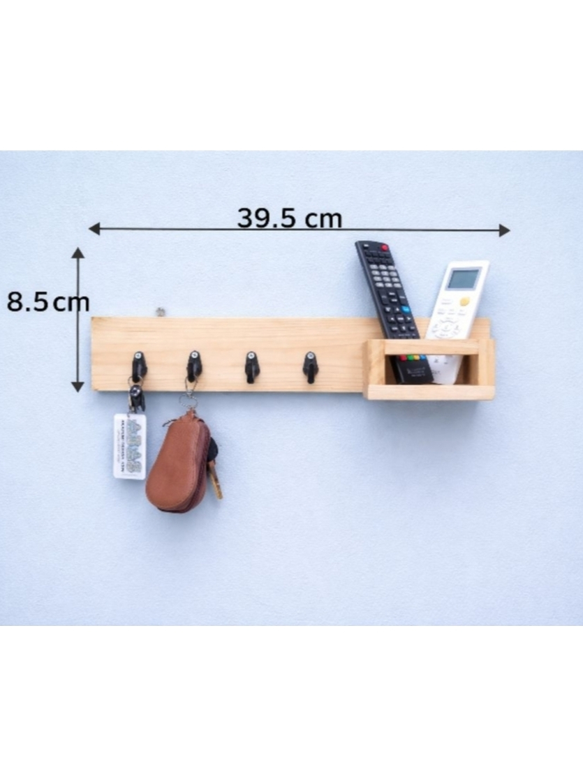 Rak Kunci + Rak HP Tempel Dinding Kayu | Gantungan Kunci Dinding dengan Holder HP | Rak Kunci Minima
