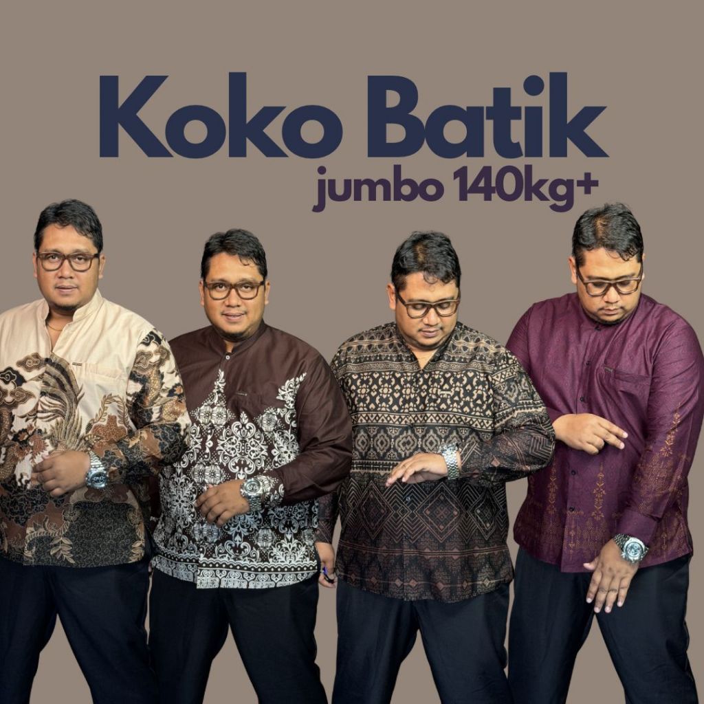Kemeja Koko Pria Muslim Motif Batik Islami Premium 100% Cotton Lengan Panjang Jumbo Bigsize Diari