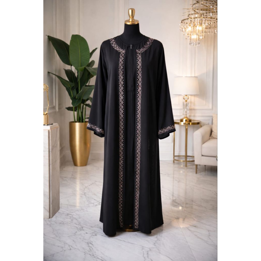 NEW ARRIVAL GAMIS ABAYA JETBLACK SUPER PREMIUM