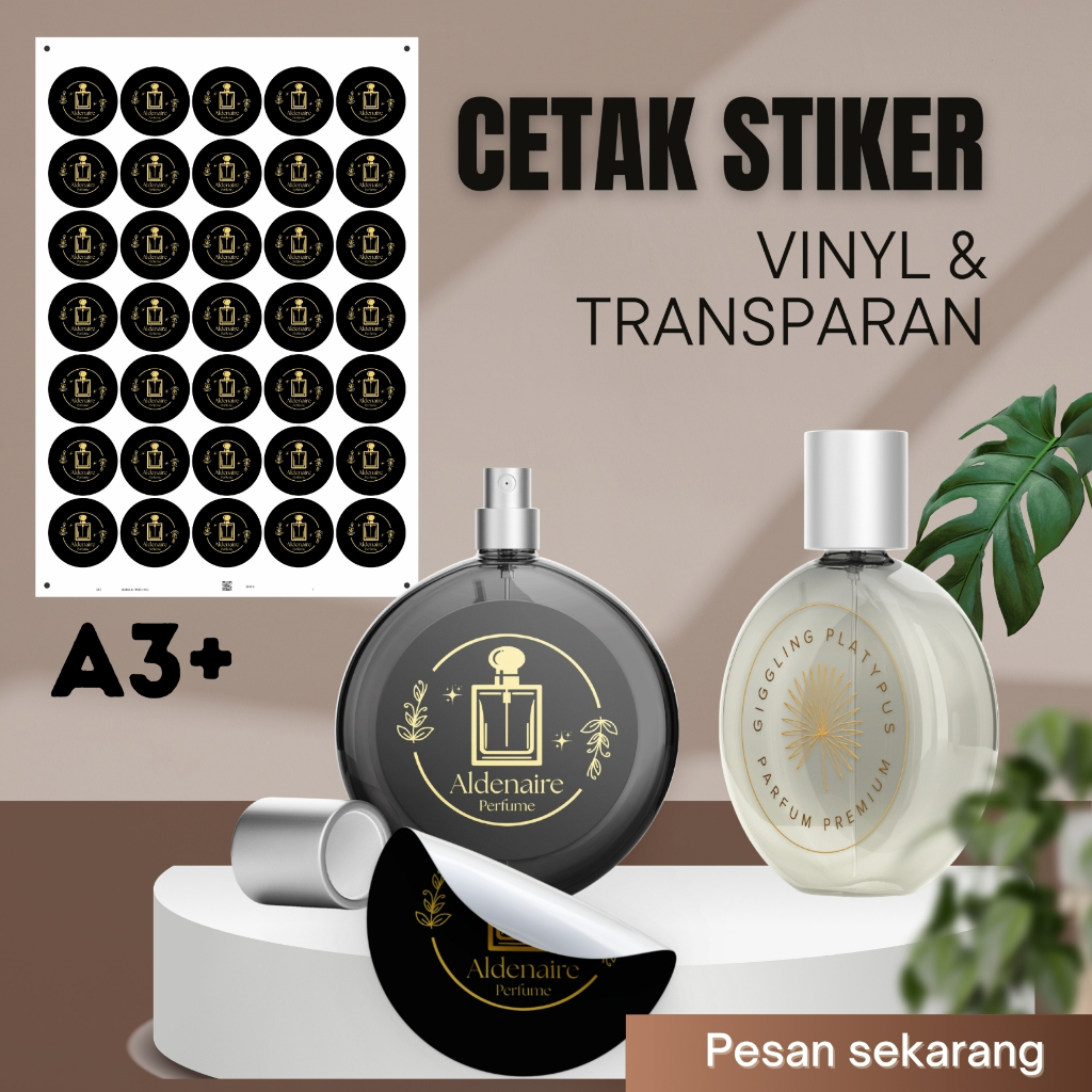 STIKER LABEL PARFUM A3+ | STIKER PARFUM ANTI AIR | STIKER PARFUM VINYL/TRANSPARAN | STIKER PRODUK