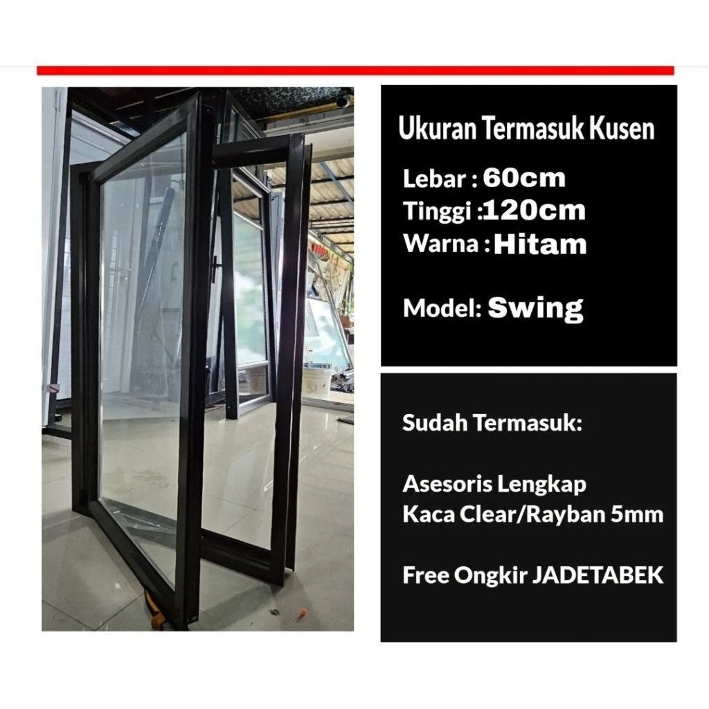 Jendela Swing Upvc Hitam Custom