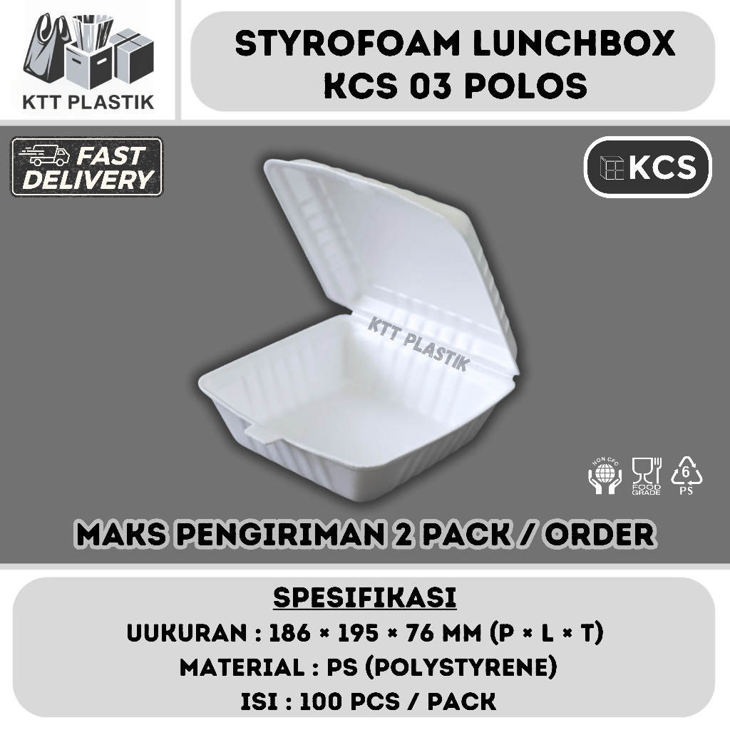 [Instant] Styrofoam Nasi KCS 03 Isi 100pcs - Box Makanan Styrofoam Take Away Warung
