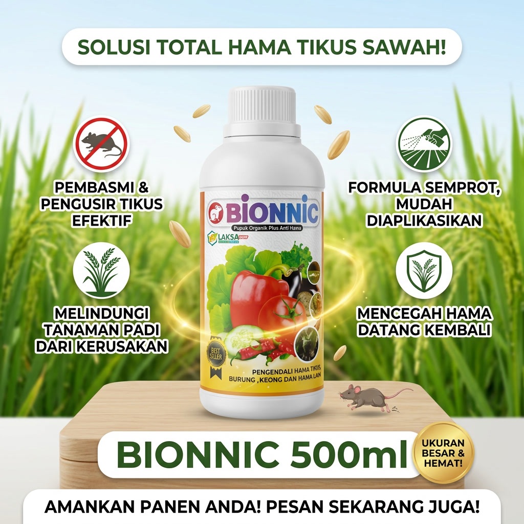 BIONNIC 500ml Obat Hama Tikus Pada Tanaman Padi - Obat Pengusir Hama Tikus Di Sawah - Obat Pengusir 