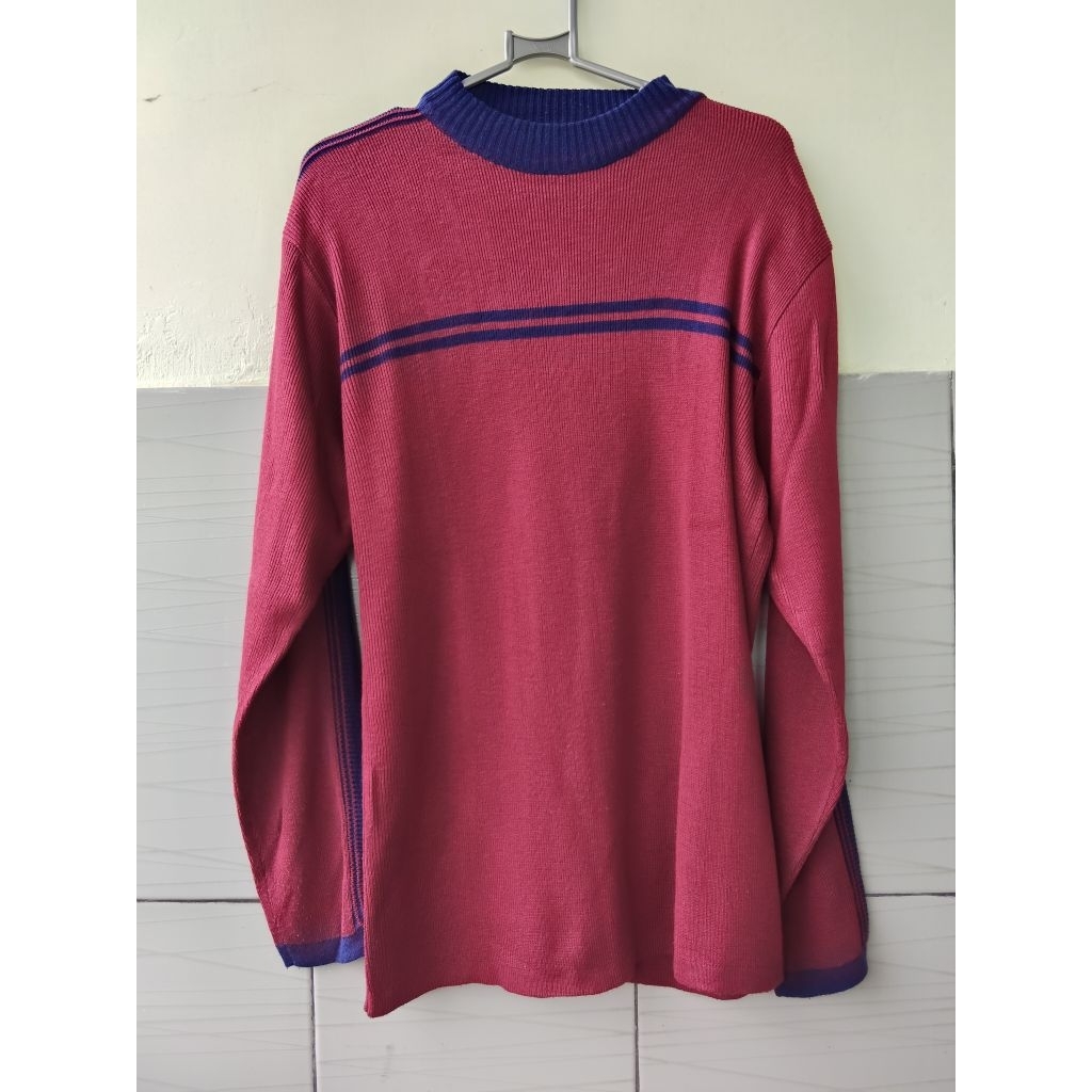 Preloved Sweater Pria Rajut Merah Maroon
