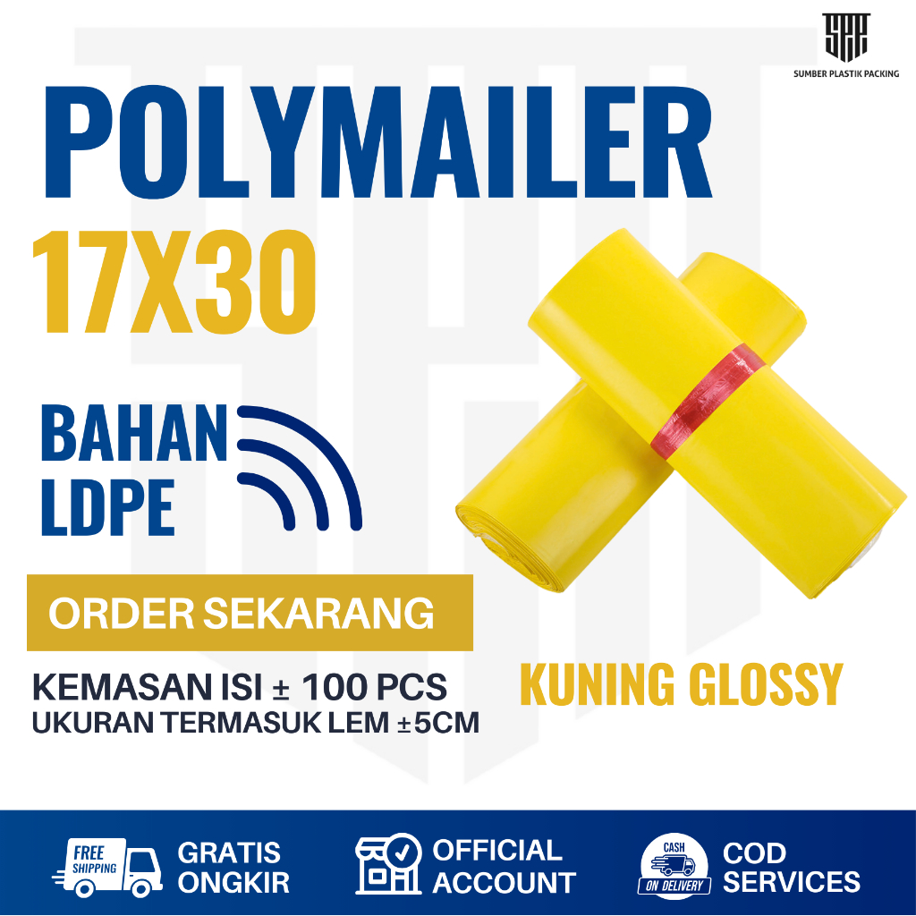 Plastik Polymailer 17x30cm isi 100 Pcs | Plastik Packing Online Kaos Kaki/Dasi/Baju Bayi