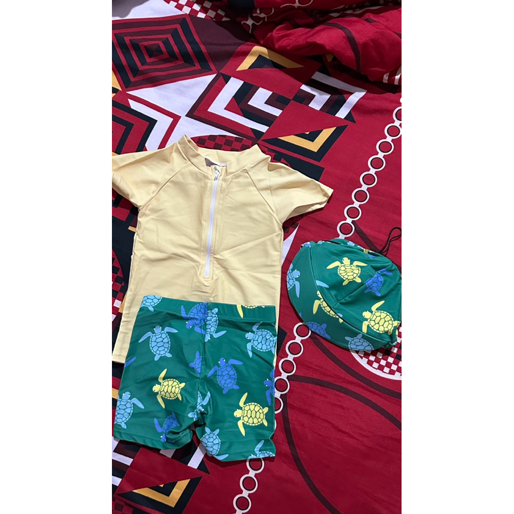 Dino Turtle Swimsuit | Baju Renang Anak Laki Laki | Baju Renang Bayi Laki Laki | Swimwear Anak Laki 