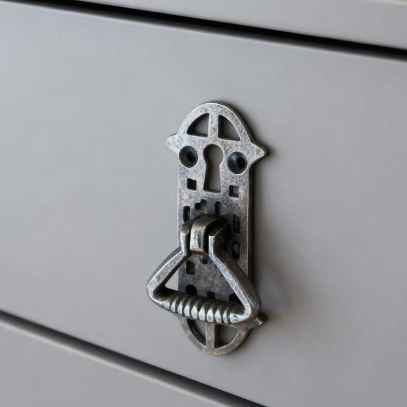 Tarikan Laci Lubang Kunci Kuningan Antik