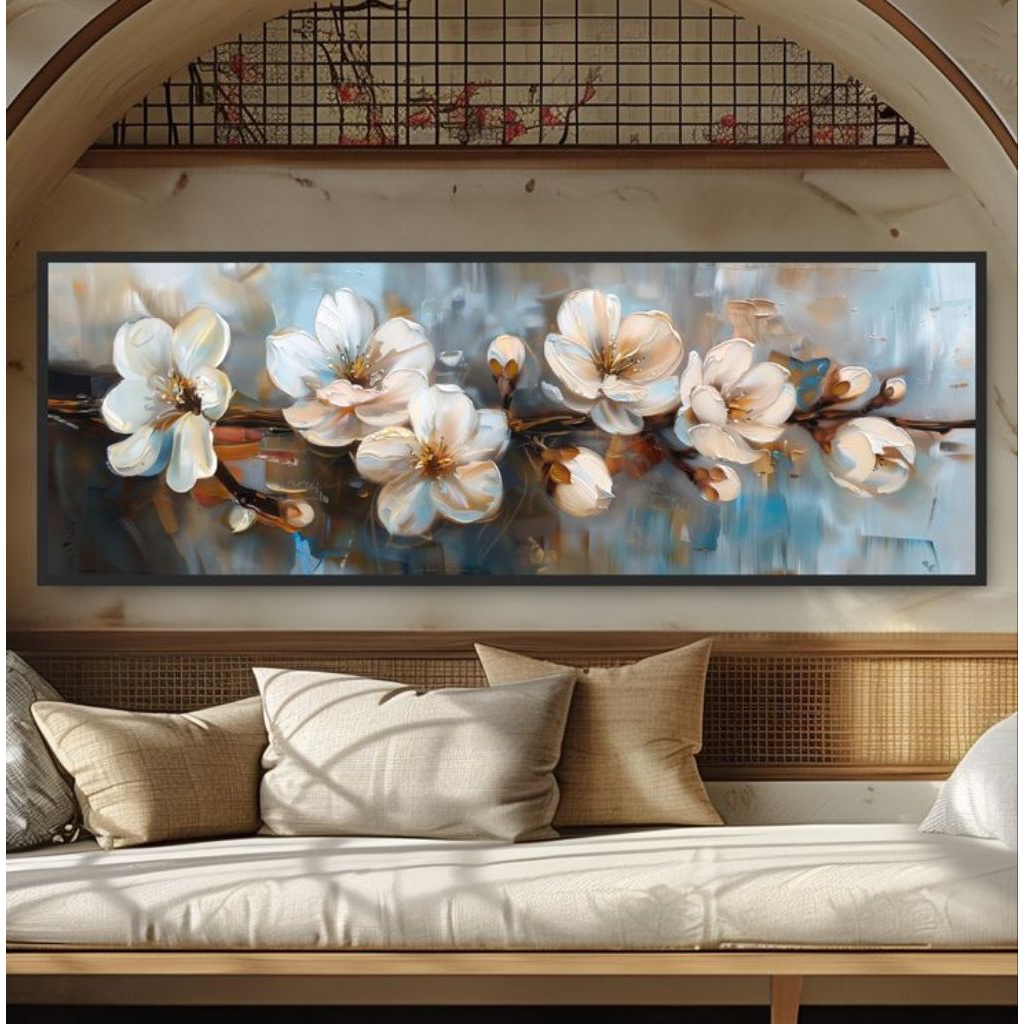 Lukisan dinding minimalis modern bunga untuk hiasan dinding rumah