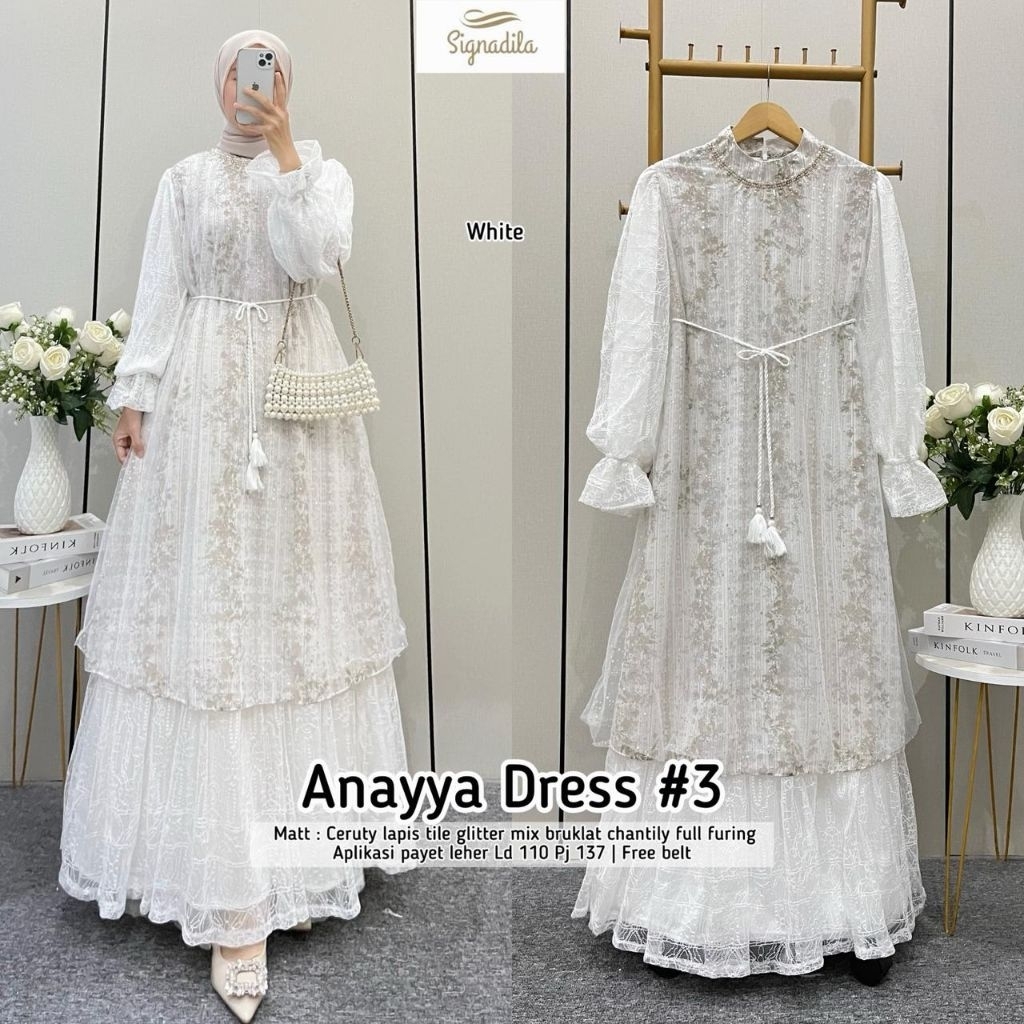 Js NIBELA DRESS l atasan baju muslim gamis putih gamis lebaran wanita