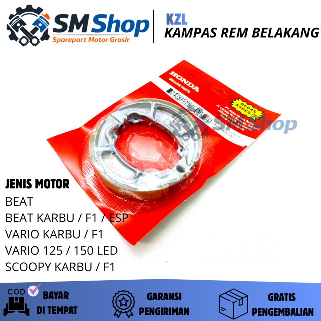 KZL KAMPAS REM BELAKANG MOTOR HONDA BEAT / KAMPAS REM CAKRAM BELAKANG MOTOR BEAT FI / KAMPAS REM TRO