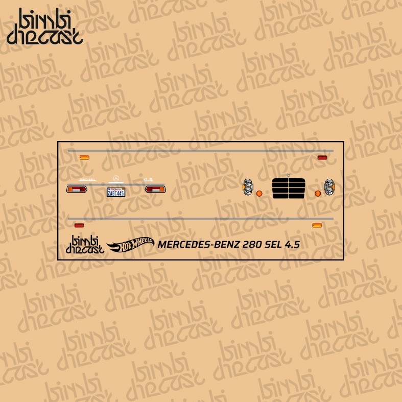 Decal Mercedes-Benz 280 SEL 4.5 Hotwheels Detailing White Toner