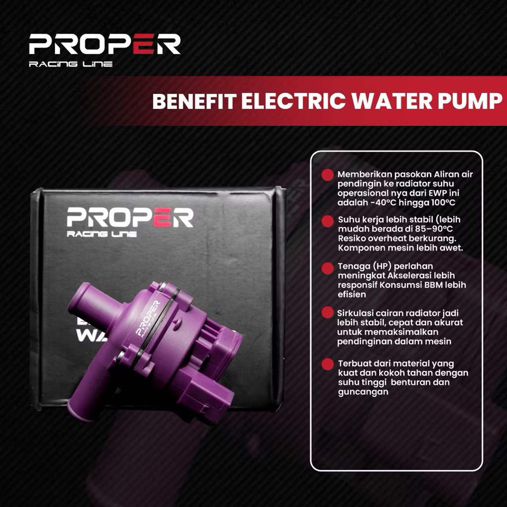 EWP Radiator PROPER RACING LINE Universal EWP PROPER UNIVERSAL Elektrik Waterpump Proper Racing Line