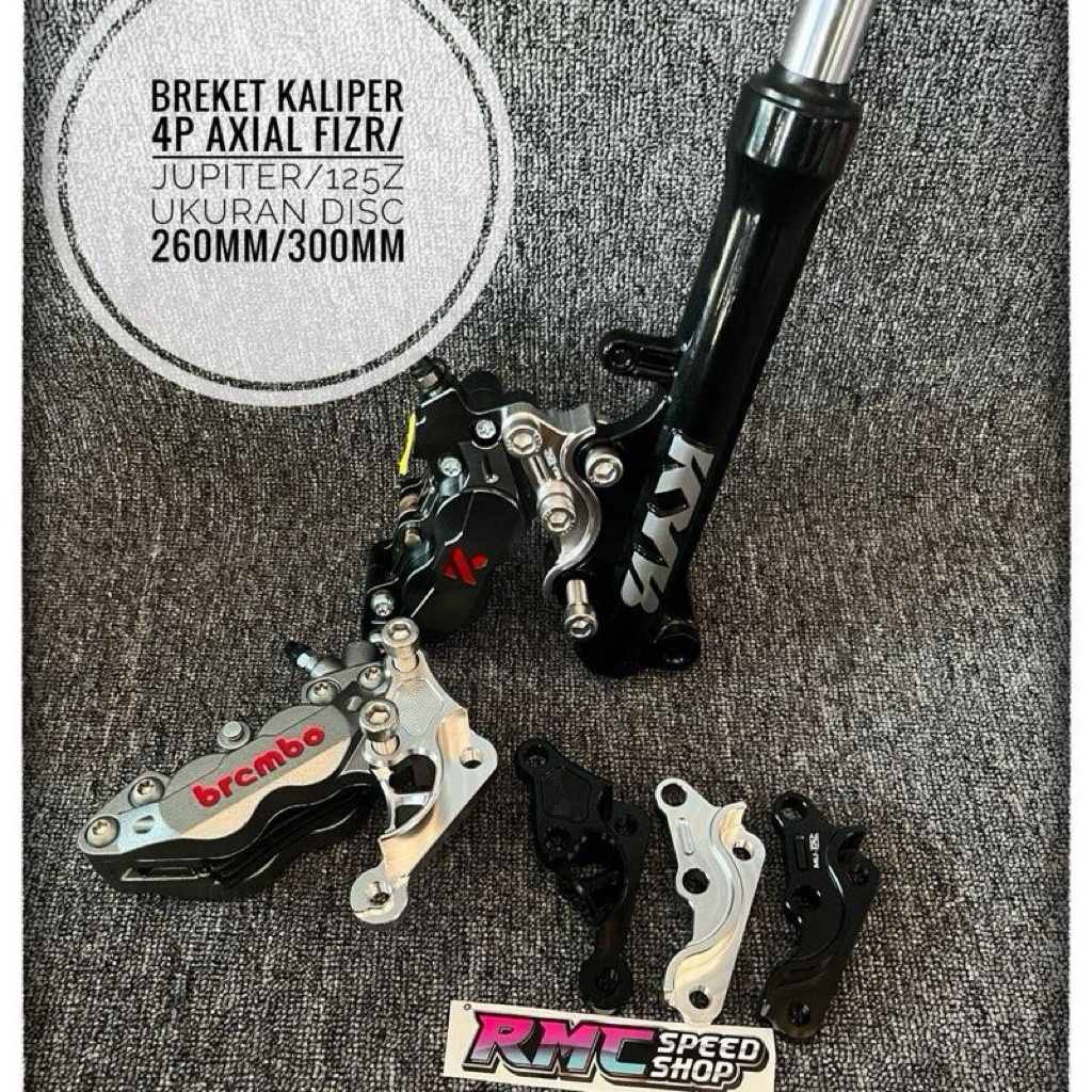 Breket kaliper 4 piston axial FizR jupiter ukuran 260mm 300mm / Breket kaliper Ktc brembo axial 4p f