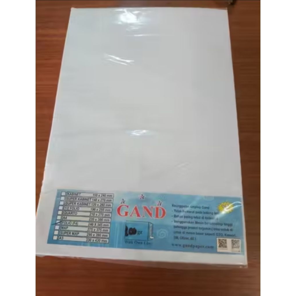 GAND Amplop FOLIO warna Putih NON SEAL GAND tebal 100 gram ukuran 220 x 300 mm untuk keperluan admin