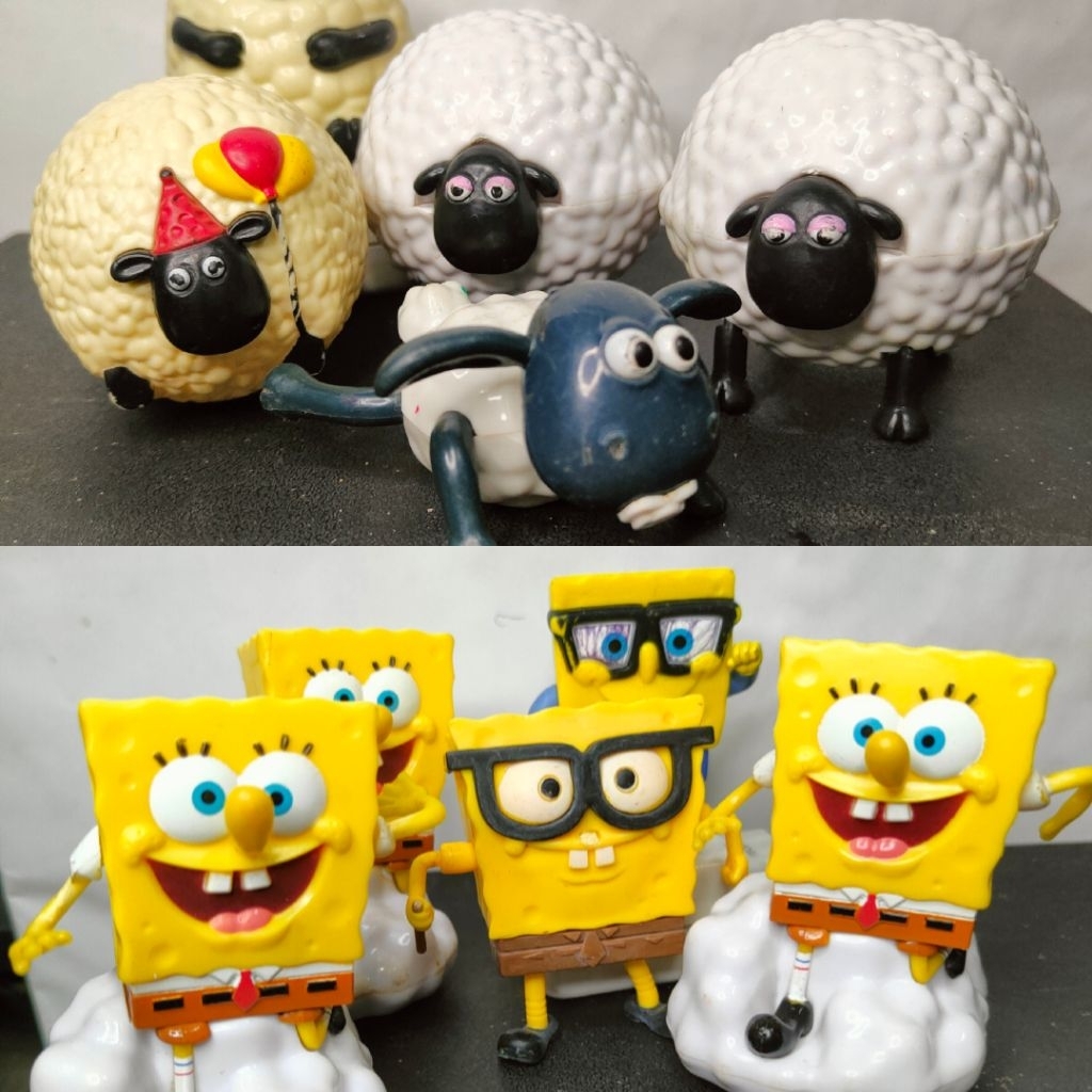Update 9 Maret 2026~PL Action Figure Spongebob & Shaun The Sheep Preloved Second Good Condition Rare