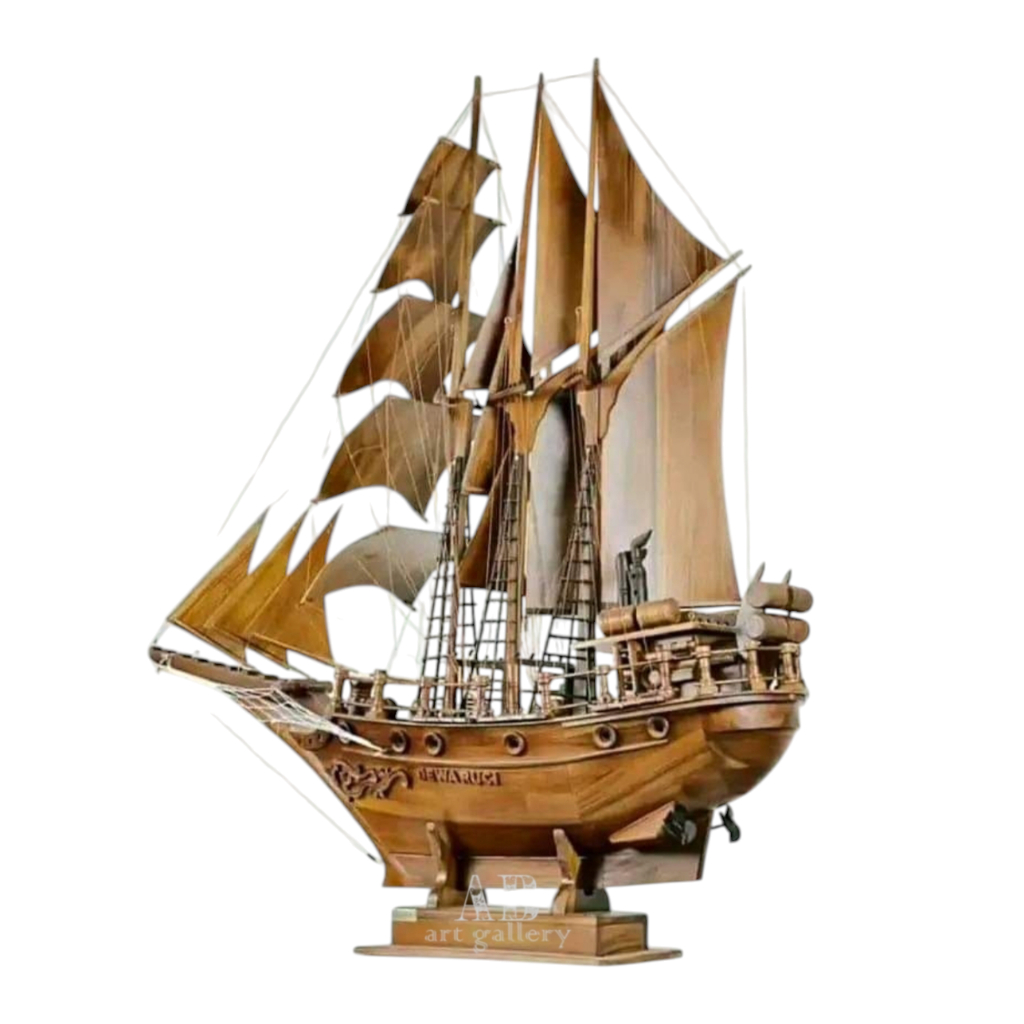 Pajangan Miniatur Kapal Layar Dewa Ruci Bahan Kayu Jati Berkualitas Tinggi