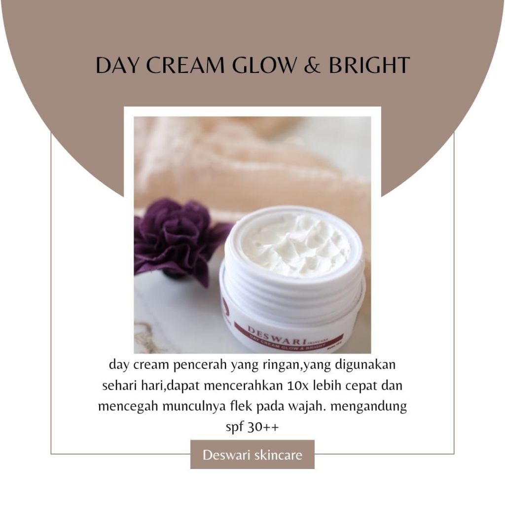 Deswari skincare cream siang / Day cream glow bright Deswari Skincare