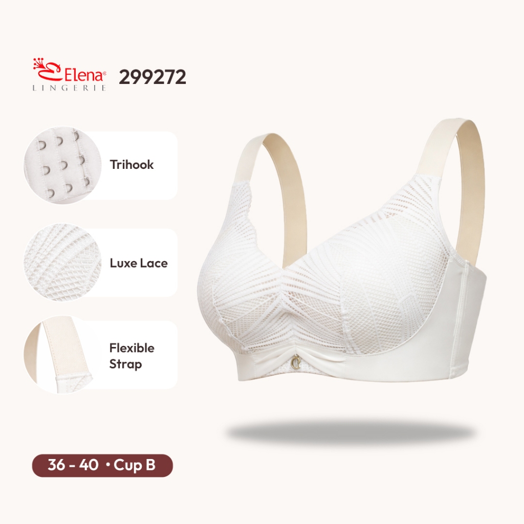 Elena E 299272 Bra Seamless Tanpa Kawat Busa Tipis Cup C Kait 4 Bh Wanita 36B - 44B