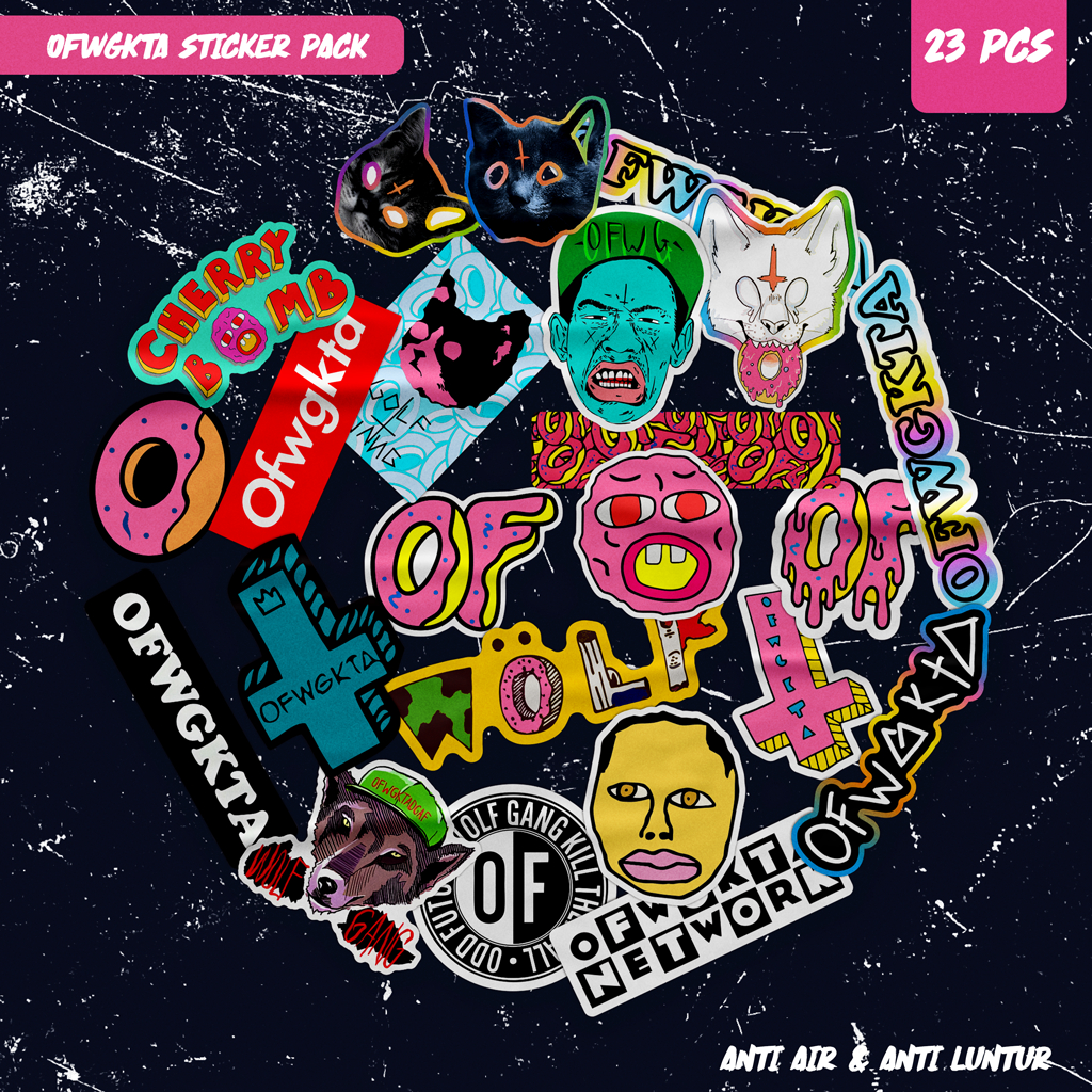 Stiker tumblr wolfgang ofwgkta medium size 23 pcs untuk tumblr laptop dan hp