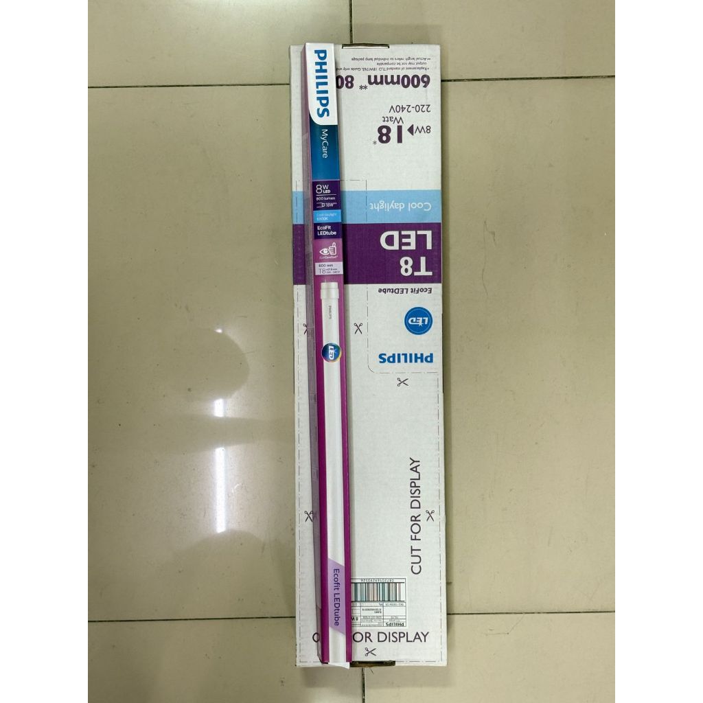 [ ISI 10Pcs ] Lampu TL LED Tube ECOFIT Philips T8 600mm 8W 8 W 8 Watt 8Watt - Putih CoolDaylight 650