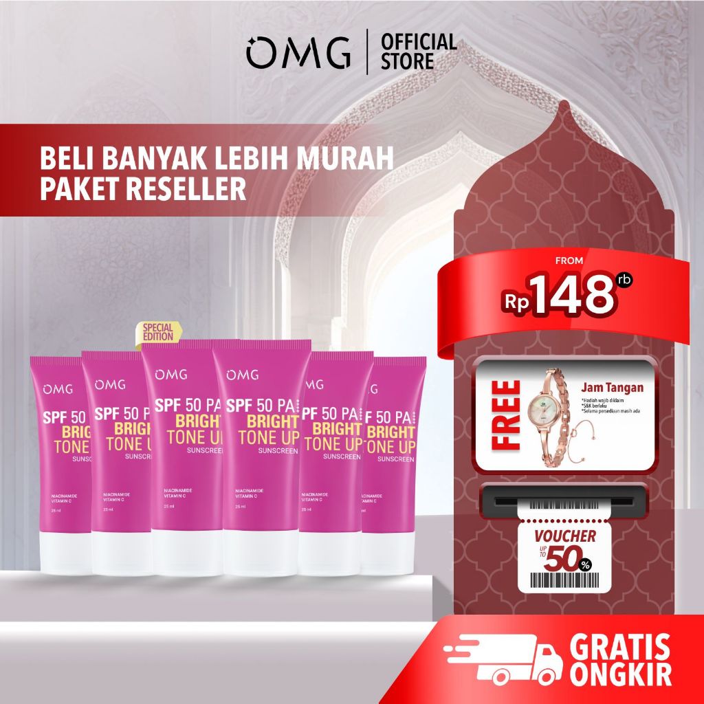 [SPECIAL RESELLER PACKAGE 6 PCS] OMG Oh My Glow Bright Booster UV Barrier Sunscreen SPF 50 PA++++ Un