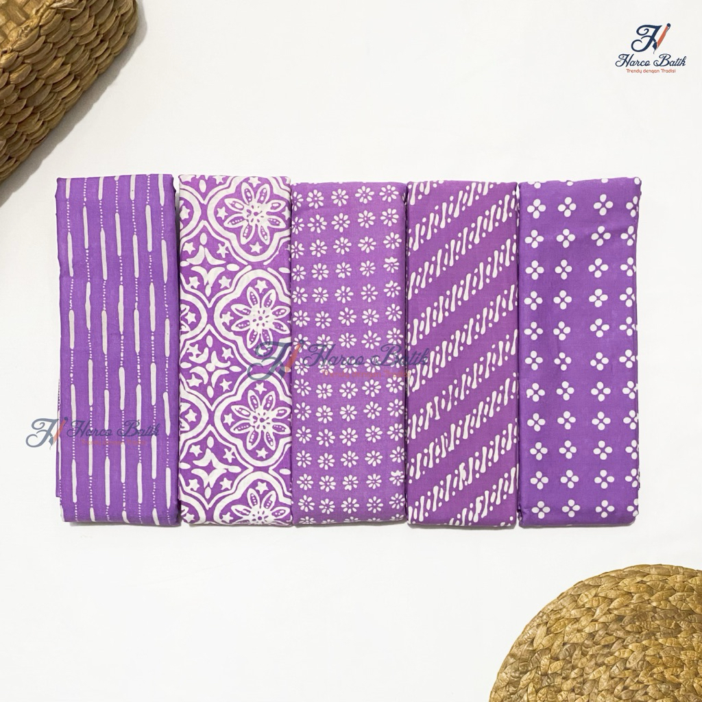 Kain Batik Warna Lilac - Batik Modern Kekinian - Kain Bahan Untuk Jahit - Batik Garutan - Harco Bati