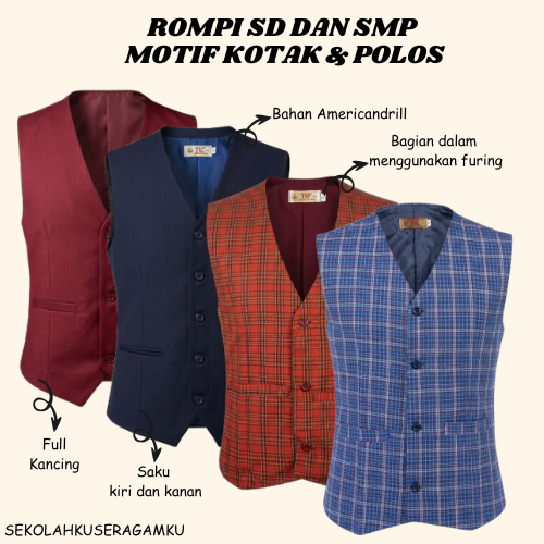 ROMPI SD,SMP POLOS DAN KOTAK-KOTAK.