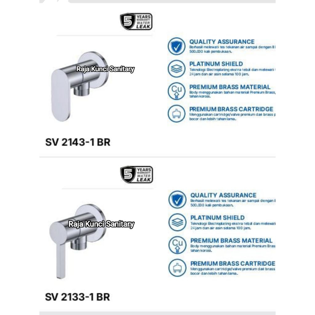 Stop Valve Dekson/Dekkson/Stop Kran Single/ SV 8009/SV 8004/SV 3411/SV 2133-1 BR/SV 2143-1 BR/Chrome
