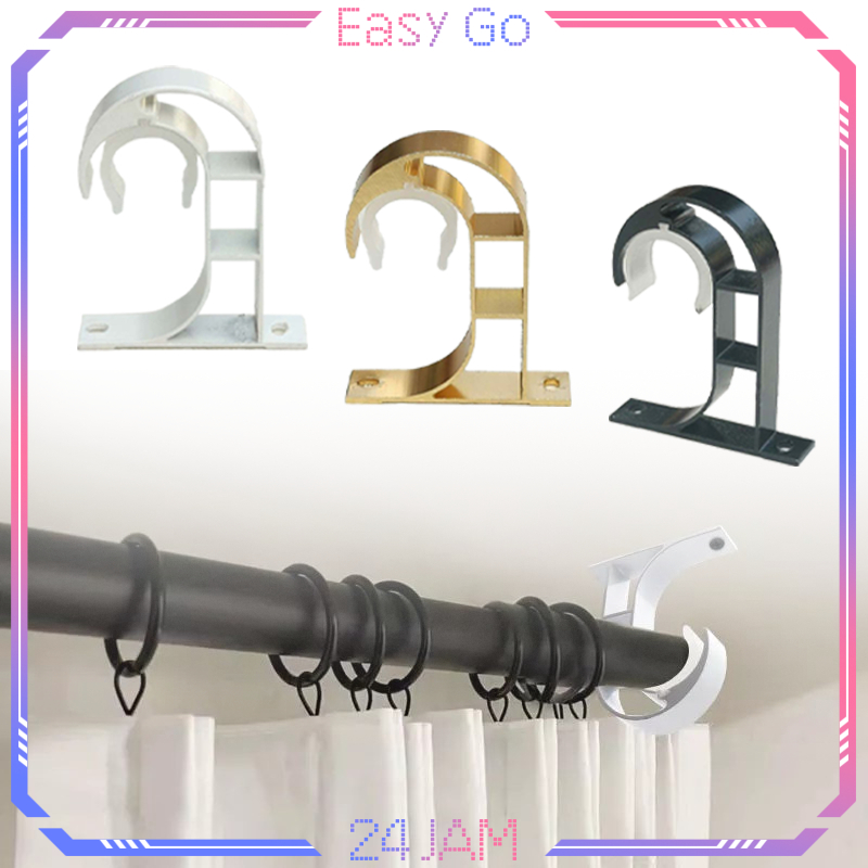 Isi 2pcs Penyangga Tiang Gorden Bracket Tiang Gorden Aluminum Hook Tiang Gorden Cantolan Tiang Gorde
