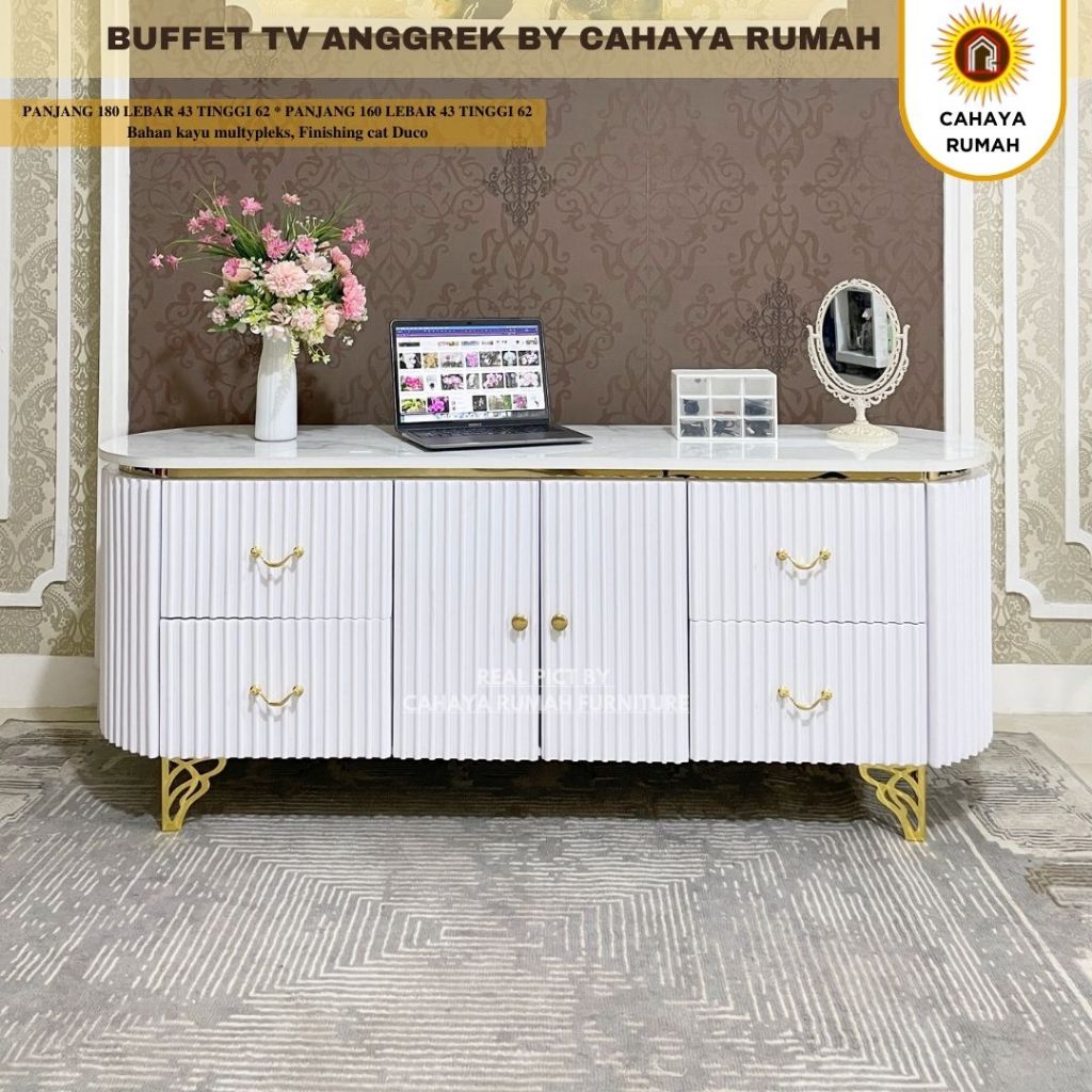 Cahaya Rumah Jalan Baru - Buffet Tv Aesthetic Estetik Anggrek - Buffet Tv - Meja Kecil - Meja Tamu -