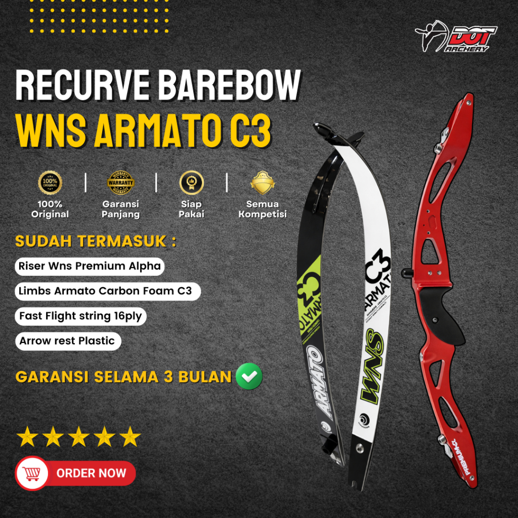 Paket Busur Recurve WNS Armato C3 Carbon Foam ILF Recurve Bow Set Premium Panahan