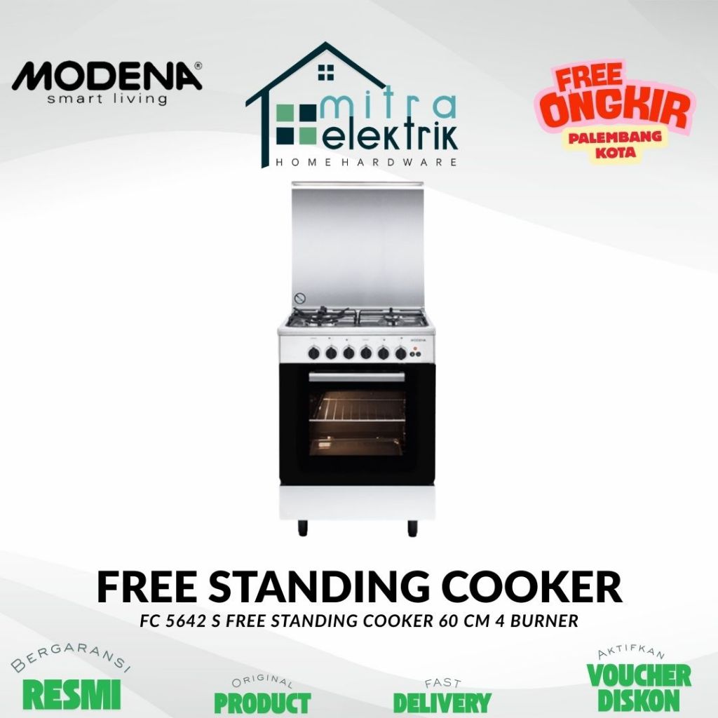 Kompor Gas MODENA FC5642S Free Standing Cooker 60 Cm 4 Italian Burner