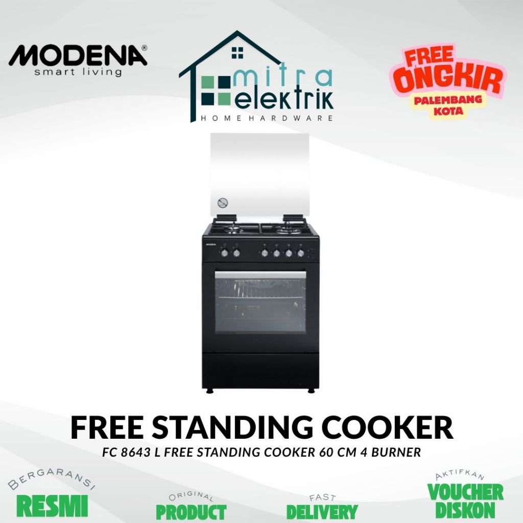 Kompor Gas MODENA FC8643L Free Standing Cooker 60 Cm 4 Burner