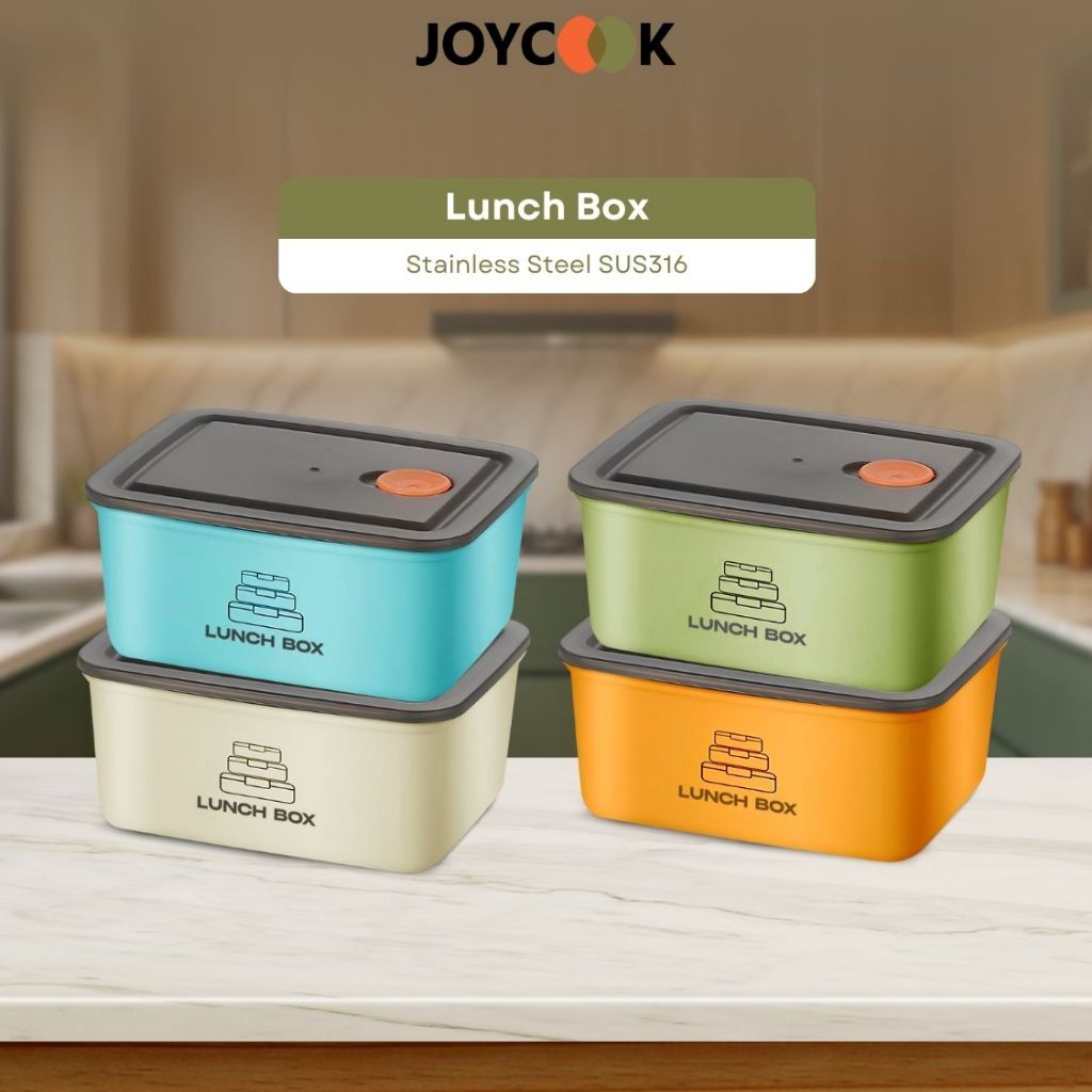 JOYCOOK Lunch Box Kotak Penyimpanan Makanan Stainless dengan Tutup Kedap Kontainer Sayur Buah Daging
