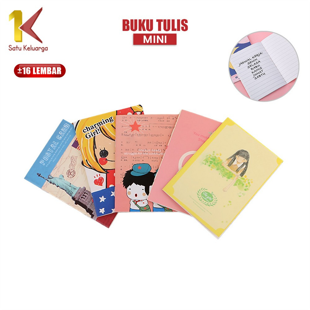 Satu Keluarga Buku Tulis Mini Notebook A25 Buku Catatan Cartoon Mini Book Lucu Buku Tulis Memo Kecil