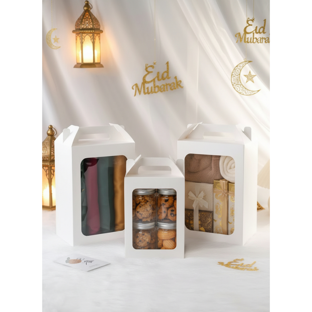 LARIS368 Paperbag Kotak Box Window Mika Hadiah Hampers Mewah / Tas Souvenir Jinjing Handle Box Jende