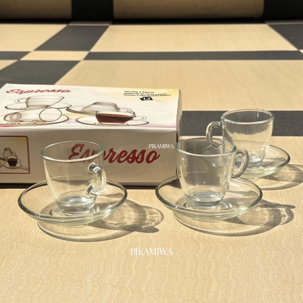 (BACA DESKRIPSI) 12 PCS CANGKIR KACA ESPRESSO UKURAN MINI KECIL BANGET cangkir kopi teh gelas shot