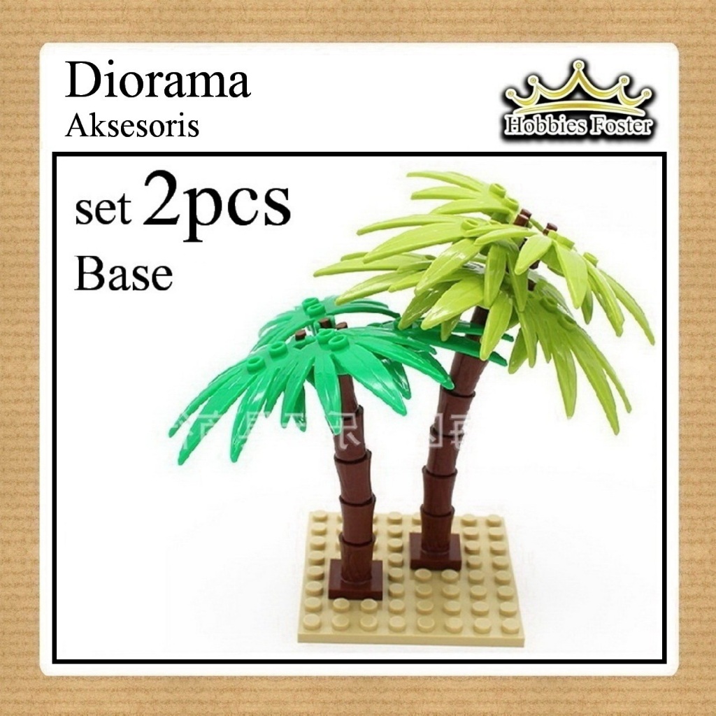 HBF Brick Pohon Kelapa - Twin Coconut MOC Tree - Aksesoris Diorama Mainan Miniatur Tanaman DIY