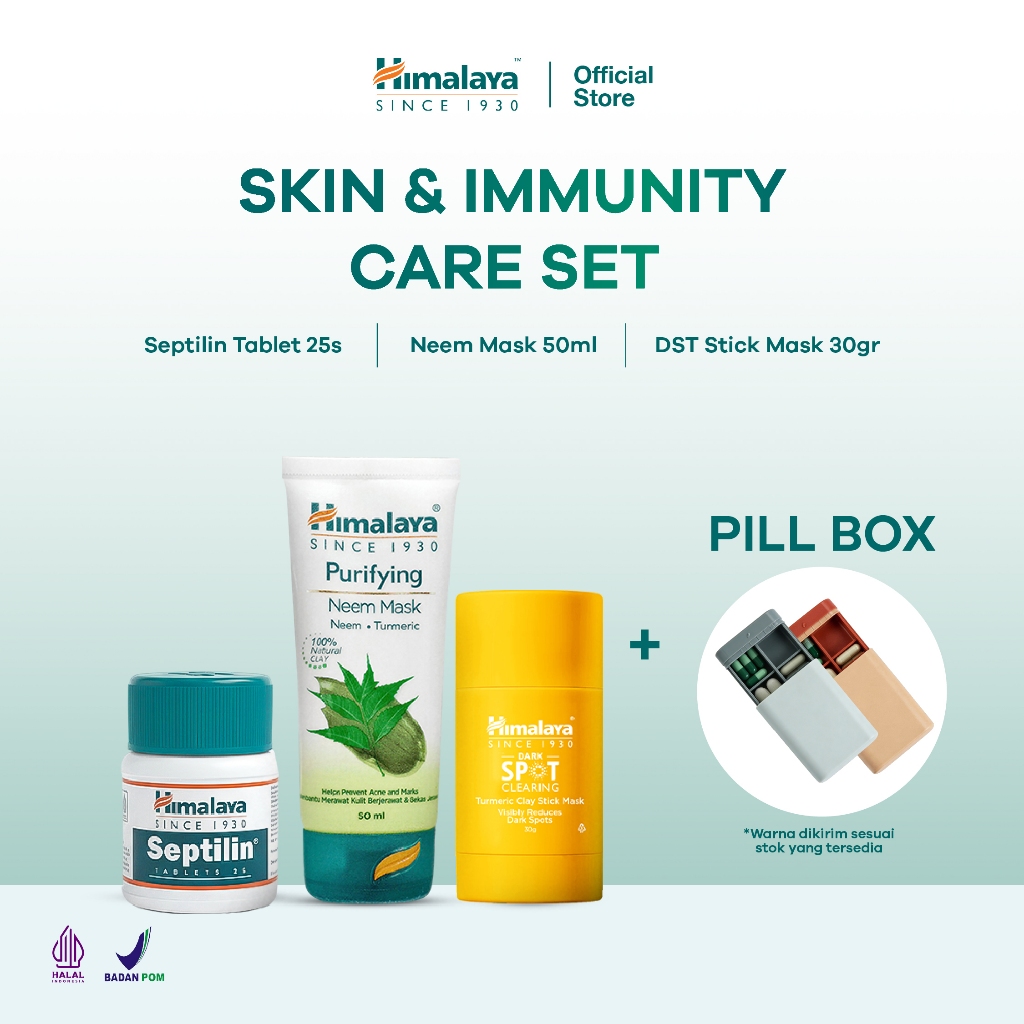 [Gift Pill Box - Bundle Isi 3] Himalaya Skin & Immunity Care Set Septilin 25 Tablet + Dark Spot Turm