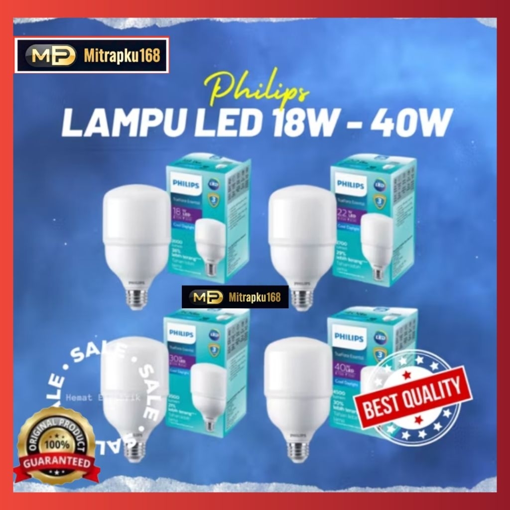 Lampu Led Philips TrueForce Essential 18 22 30 40 Watt / Bohlam Led Philips Cahaya Putih