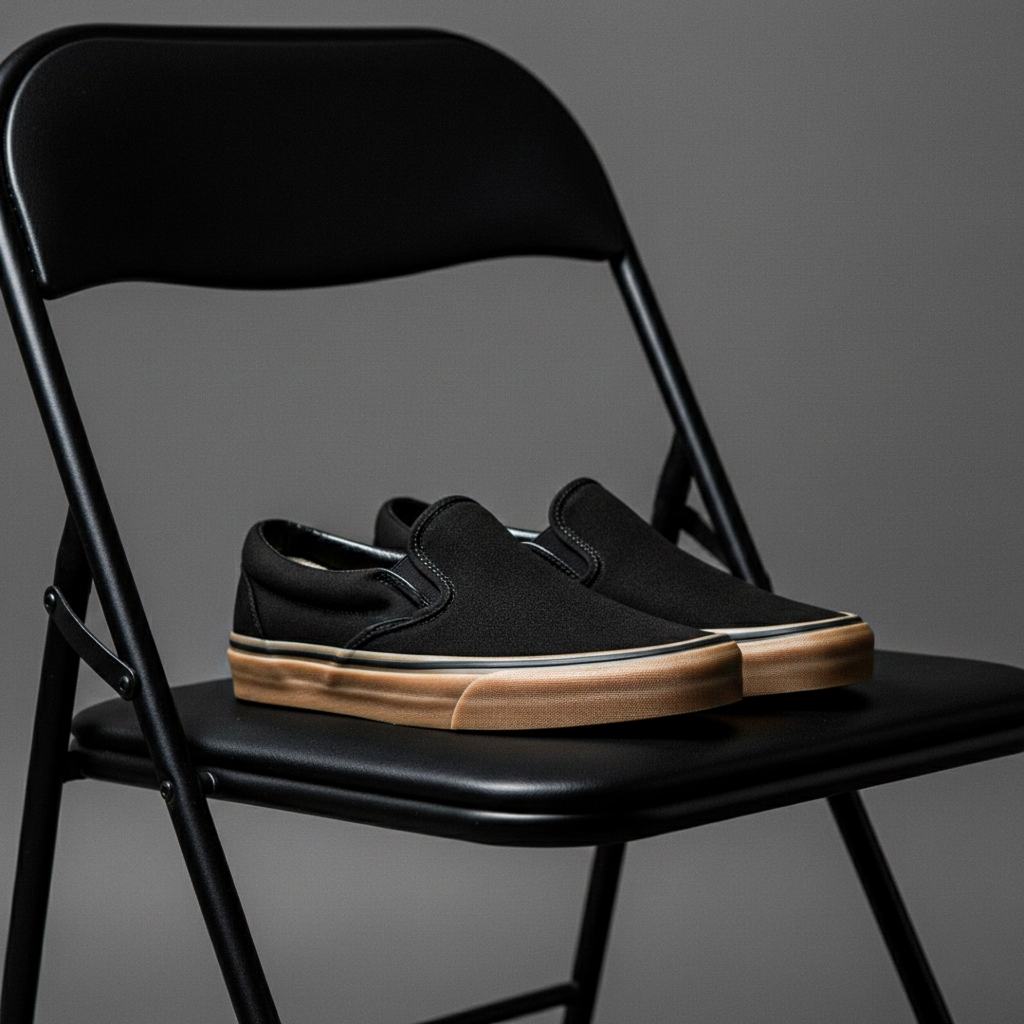 Sepatu Vans Slip On Classic Black Gum Original