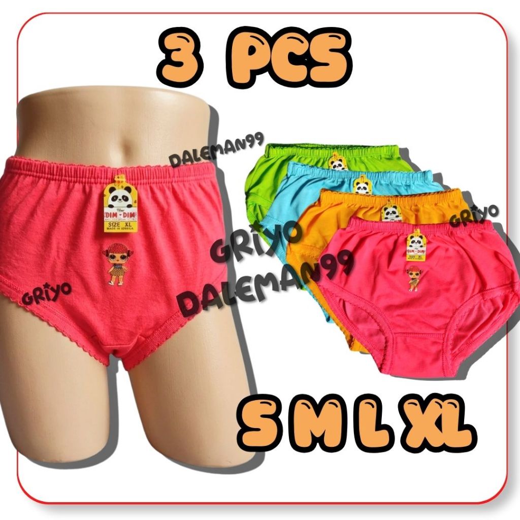 3pcs Celana Dalam Anak PEREMPUAN CD ANAK STABILO - Pakaian Dalam ANAK GRIYO DALEMAN99