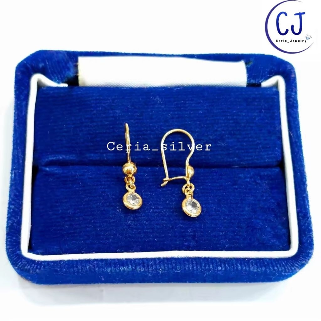 Anting Perak Anak Perak Asli Silver 925 Lapis Emas Kuning Asli - Anting Anti Karat